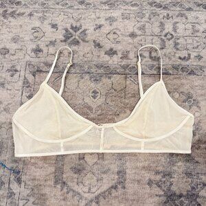 Free People Moonlight Mesh Corset Adjustable Bra Cream Sheer Bralette Large